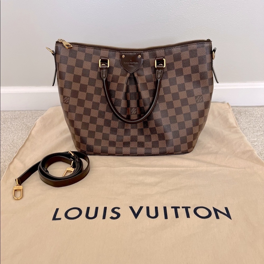 Authentic Louis Vuitton Damier Ebene Siena PM Shoulder Handbag